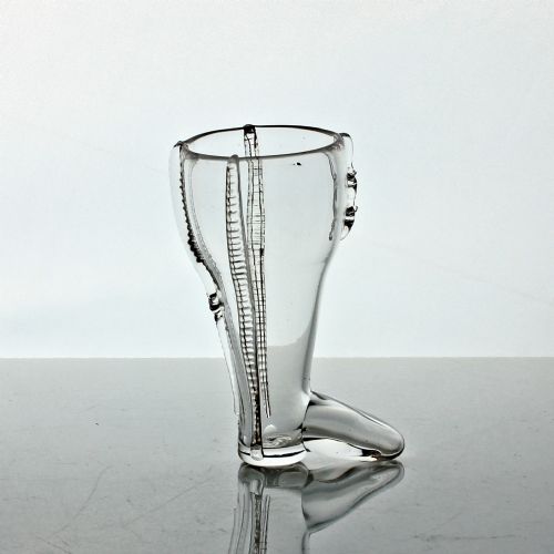 Georgian Small Boot Dram Glass with Rigaree Decoration