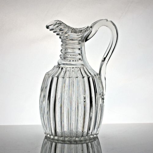 Georgian Pillar & Prism Cut Glass Water or Wine Jug