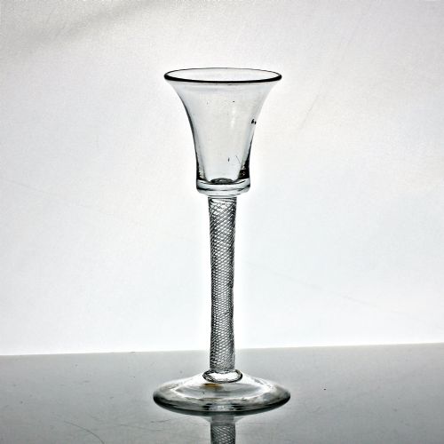 Georgian Multi Spiral Air Twist Wine Glass, Waisted Bucket Bowl
