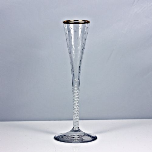 Georgian, English, Rare Engraved and Gilded Double Series Opaque Twist Ratafia Glass