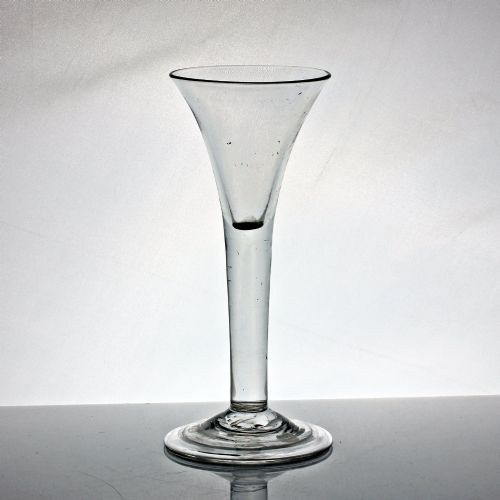 Georgian plain stem wine glass, trumpet bowl, folded foot