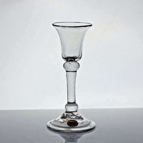 Georgian Balustroid Gin Glass, Bell Bowl, Folded Foot