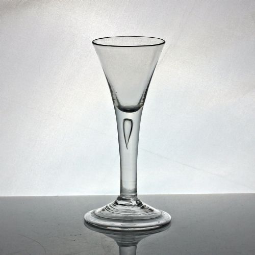 Georgian plain stem wine glass, funnel bowl, folded foot