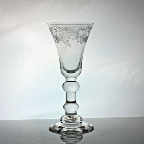 Georgian Engraved Heavy Baluster Goblet, Bell Bowl, Domed Foot