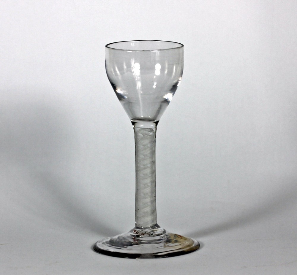 Georgian English hand-blown double series opaque twist wine glass