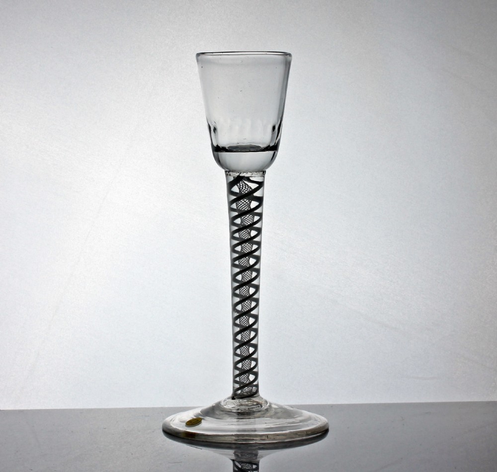 Georgian, double series opaque twist cordial glass