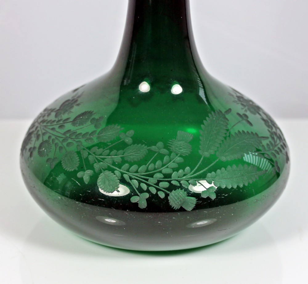 William IV/early Victorian, engraved Bristol green glass mell decanter View III