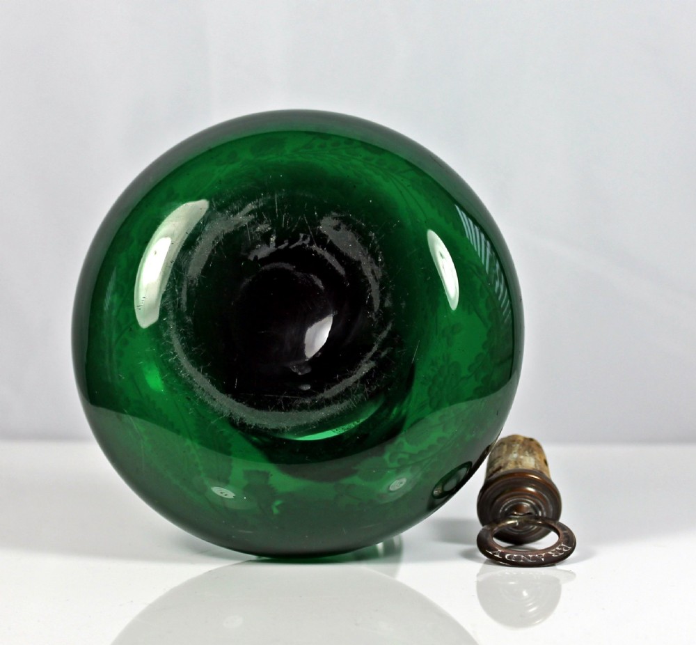 William IV/early Victorian, engraved Bristol green glass mell decanter View V