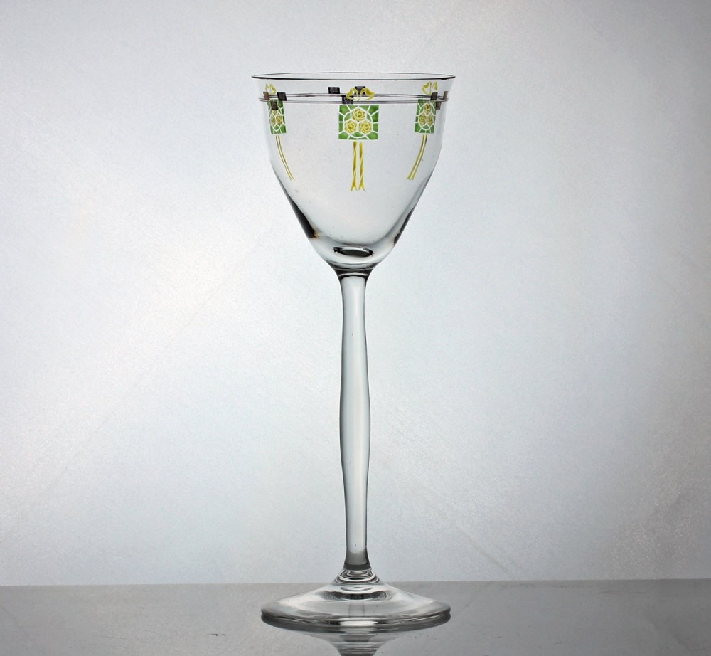 Set of six early 20th century Theresienthal enamelled wine glasses
 View II