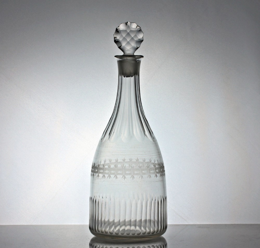 Georgian engraved taper decanter and stopper
