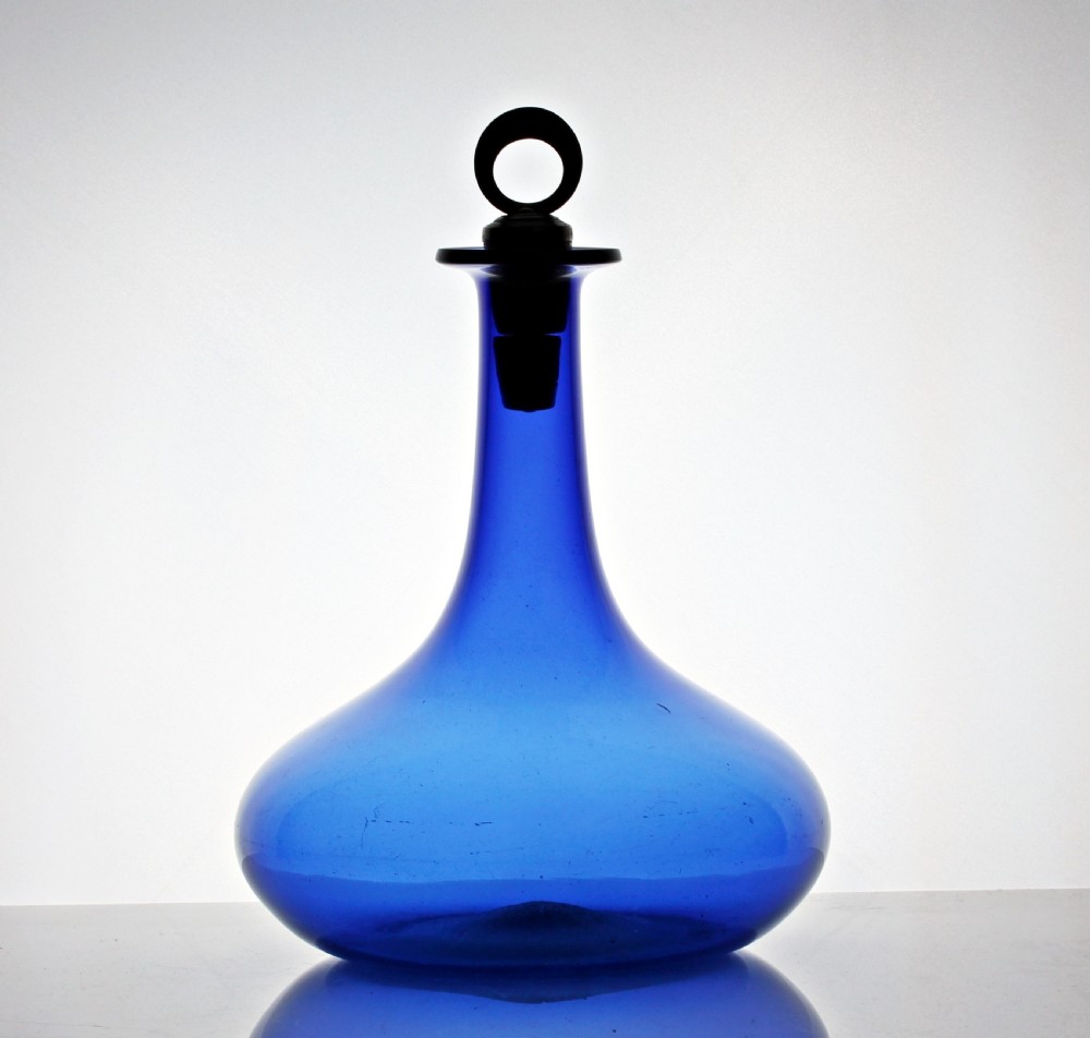 William IV/early Victorian Bristol blue mell decanter