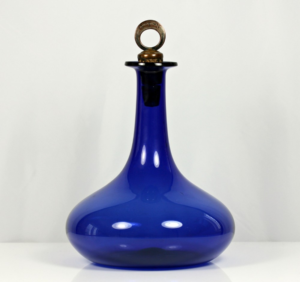 William IV/early Victorian Bristol blue mell decanter View II