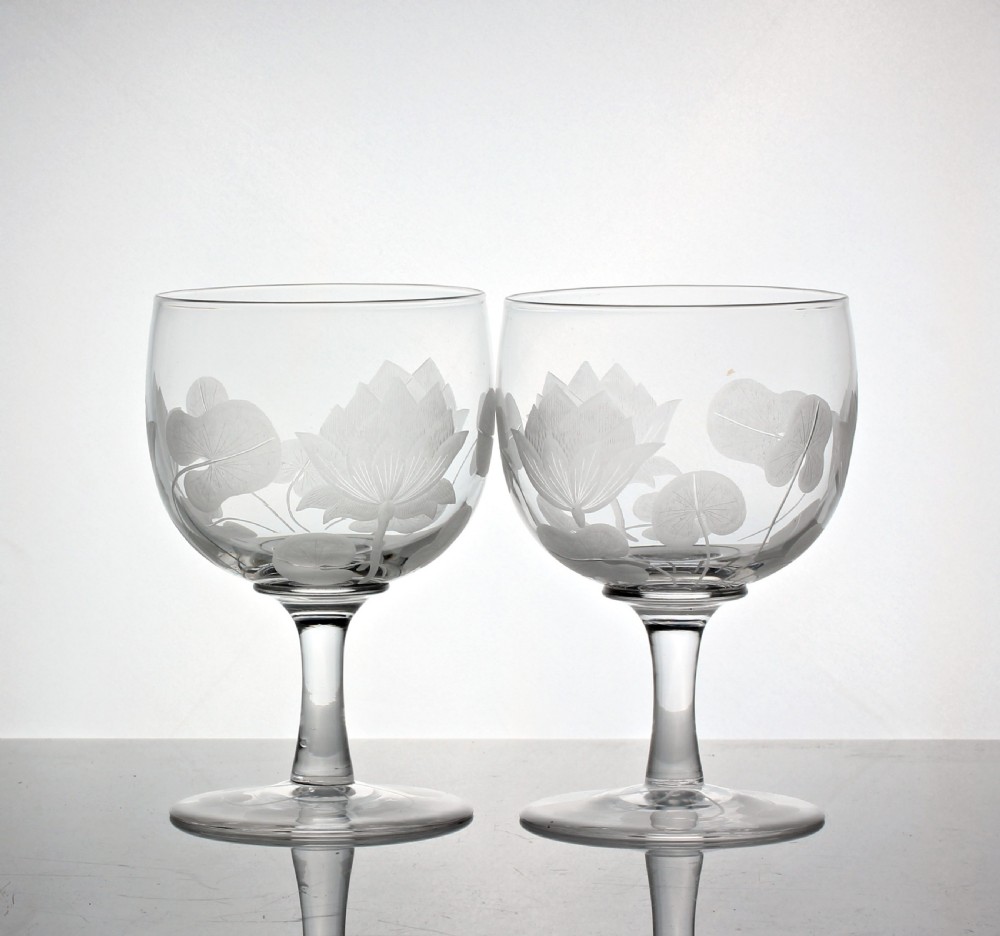 Richardsons of Stourbridge Water Lily pattern jug and goblets View VI
