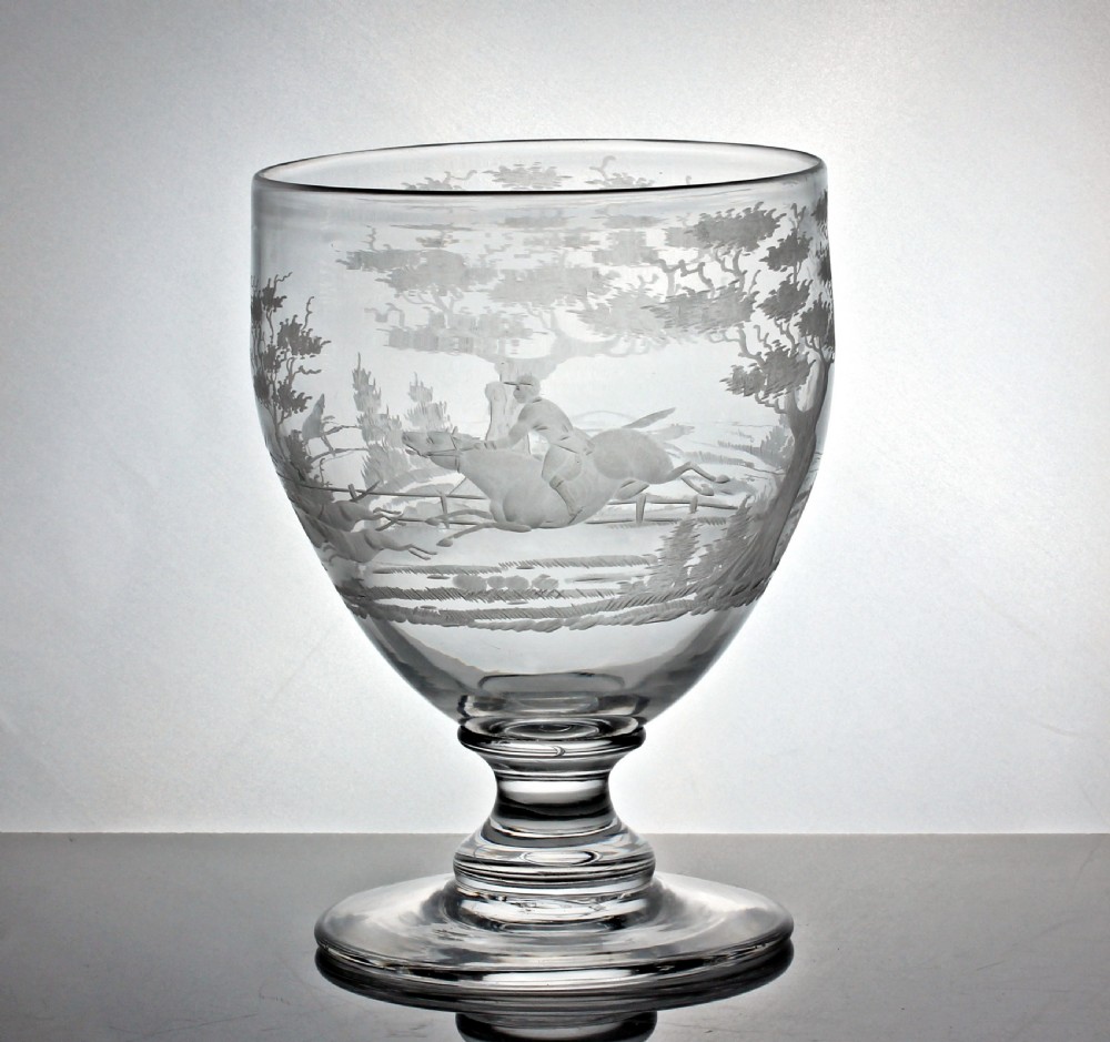 Victorian, large pair of hunting scene engraved mixing rummers View VII