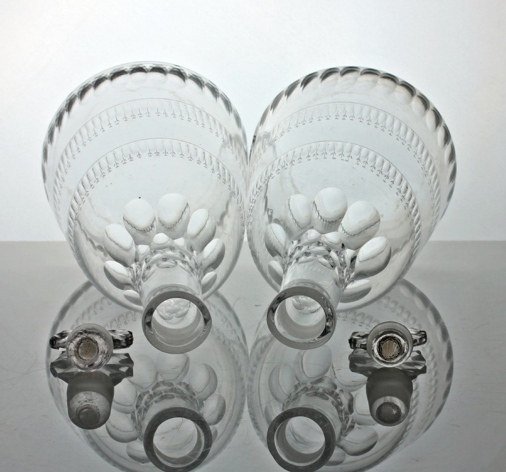 Georgian pair of engraved sugarloaf decanters View II