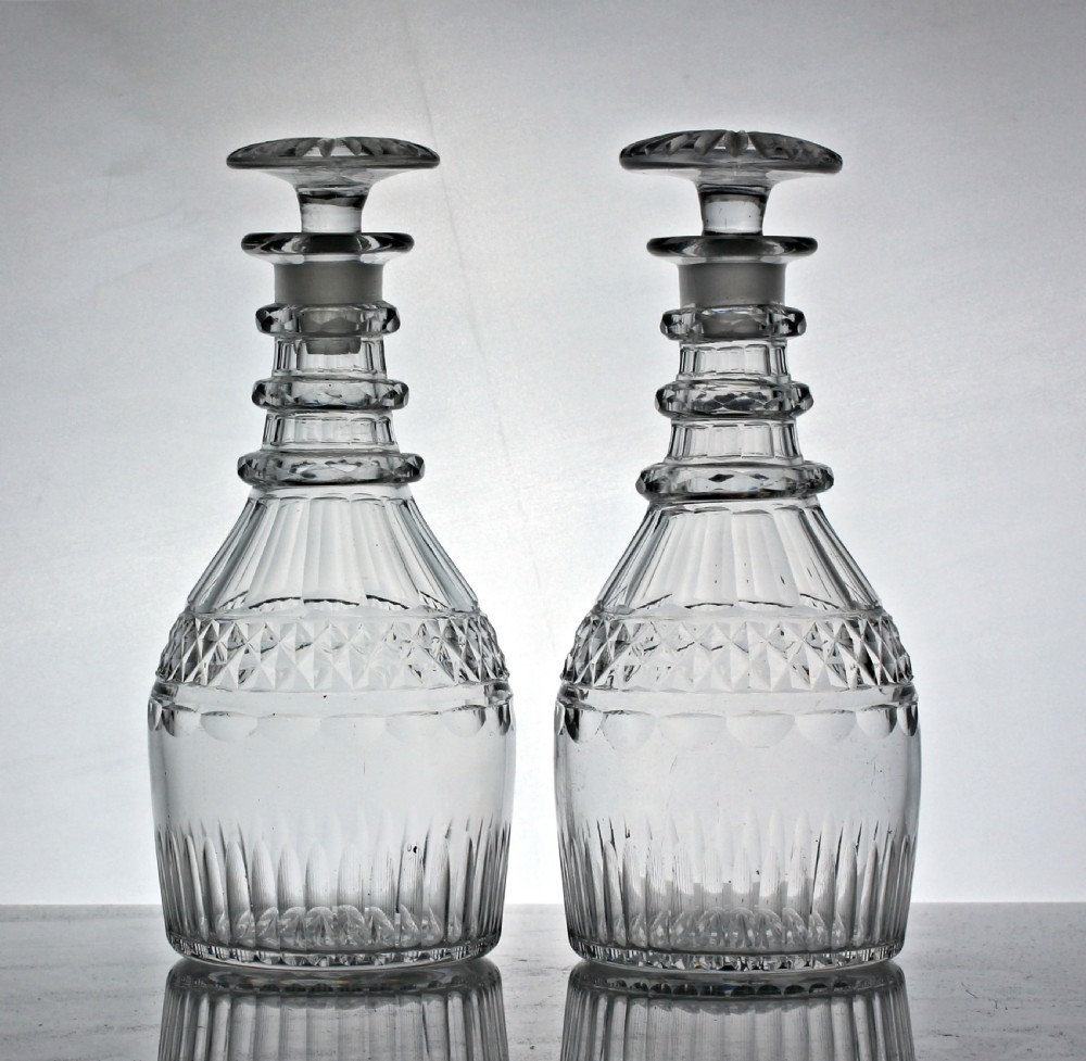 Georgian pair of cut glass decanters