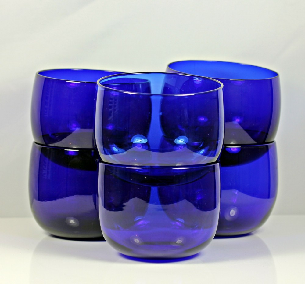 William IV/early Victorian set of six Bristol blue finger bowls