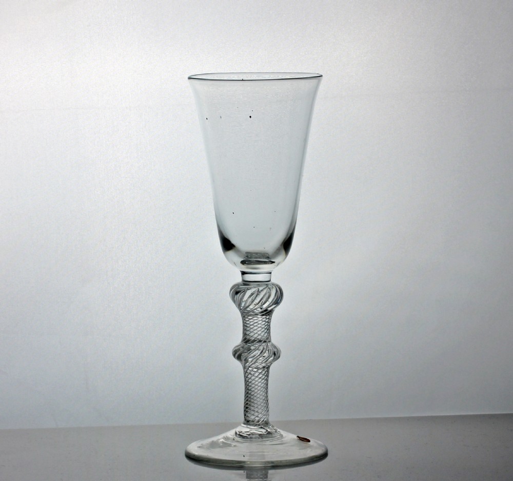 Georgian double knopped multi spiral air twist ale glass
