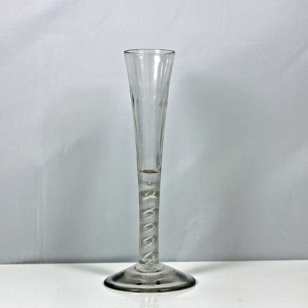 Rare Georgian double series opaque twist ratafia glass