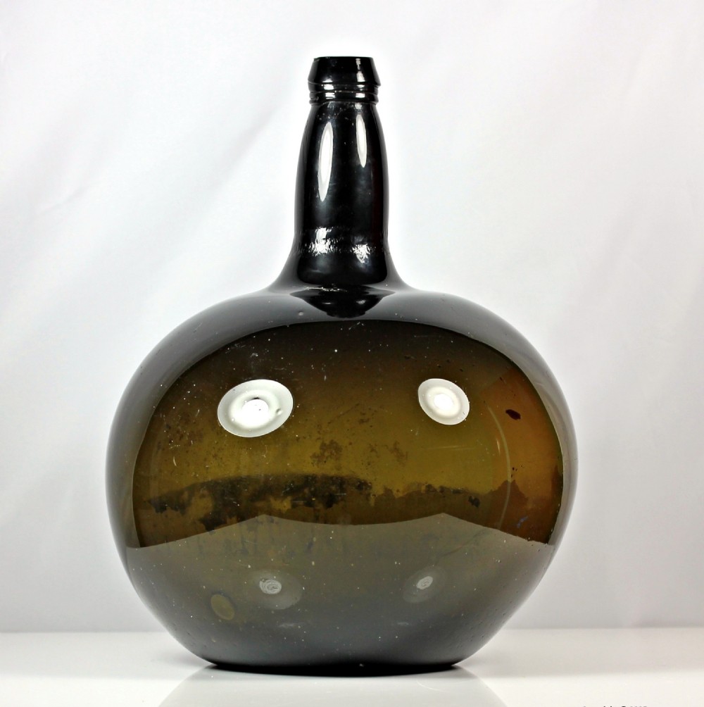 Georgian dark green large onion-shaped apothecary bottle View II