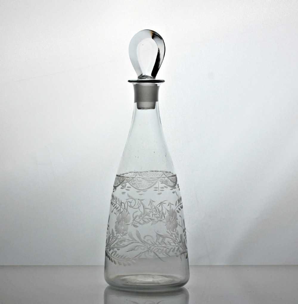 Georgian engraved small taper decanter View II