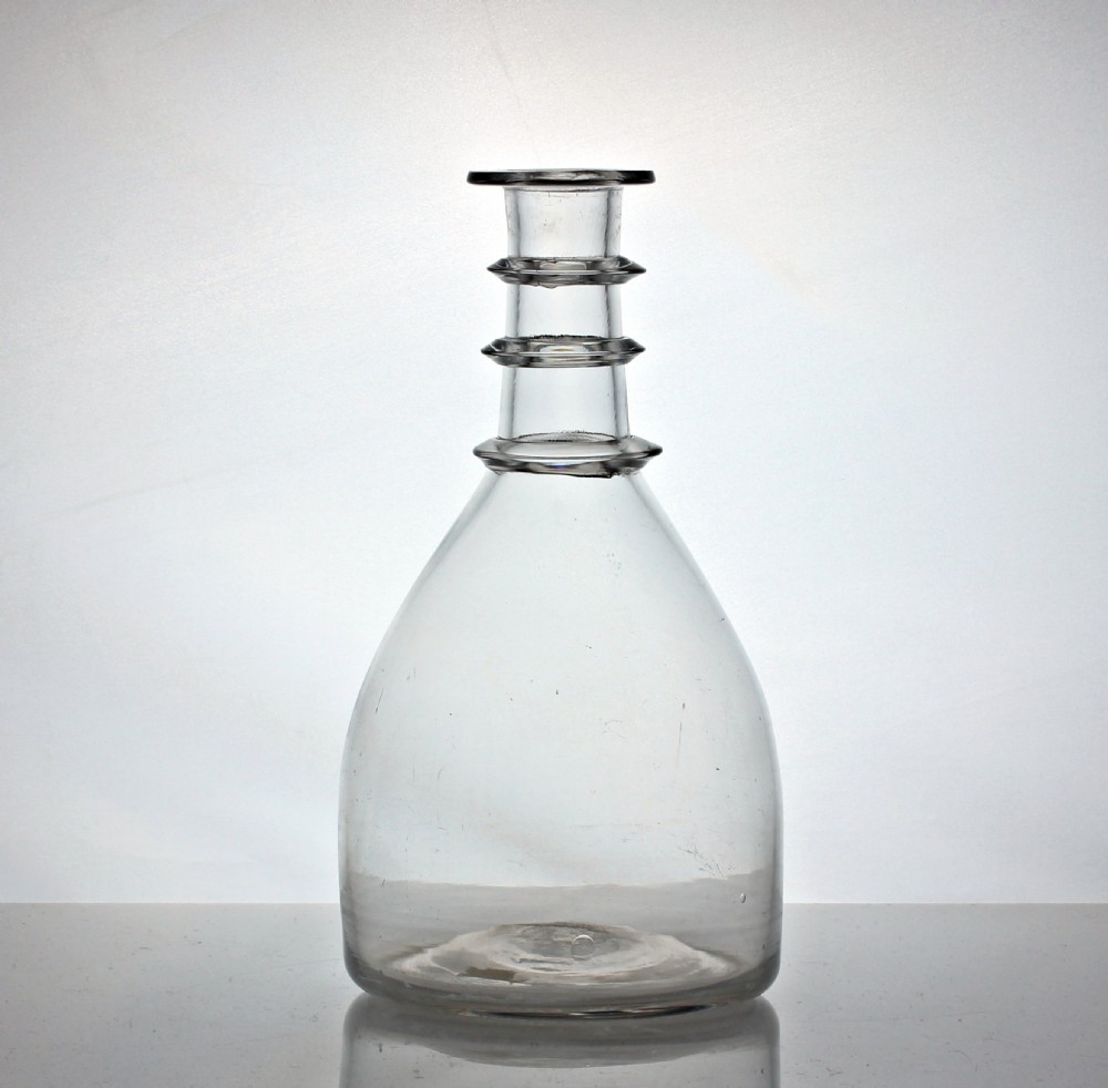 Georgian Irish (Belfast) three ring mallet decanter and associated acorn stopper