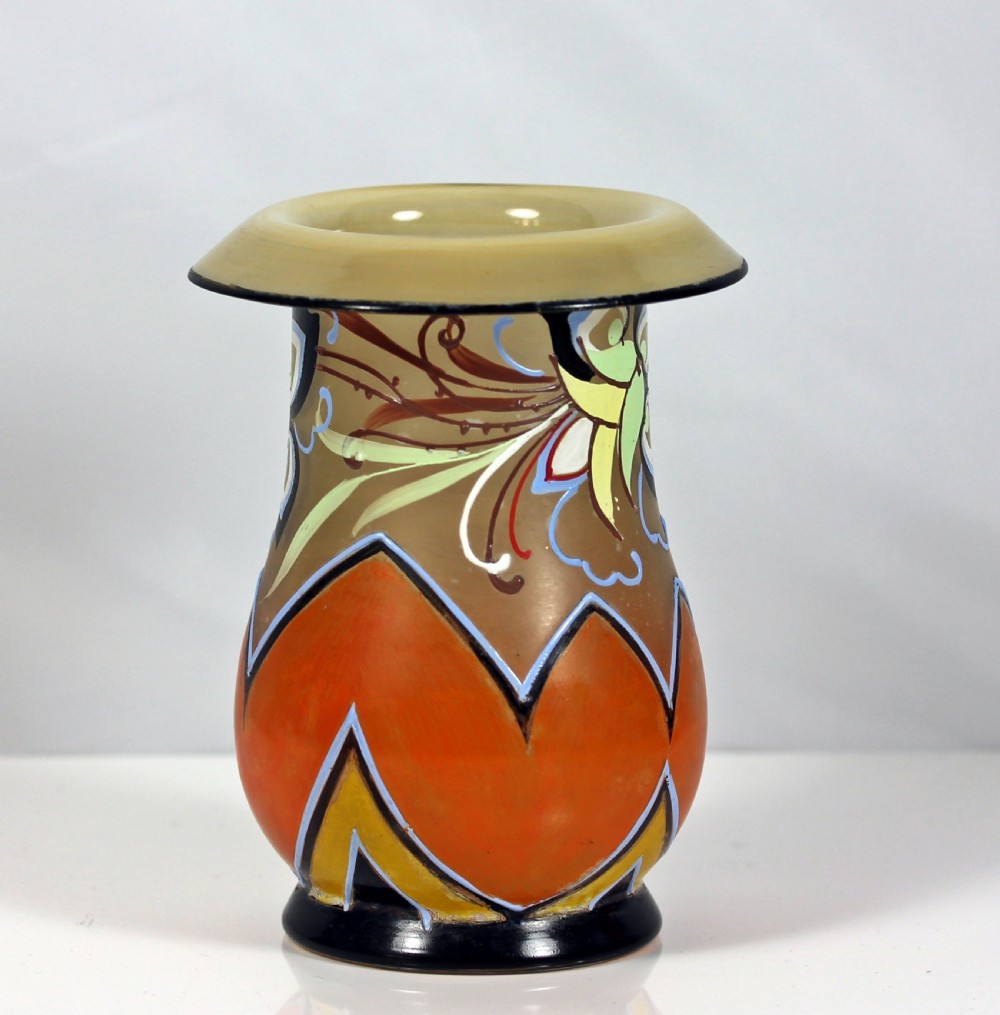 Maurice Marinot enamelled Art Deco glass vase