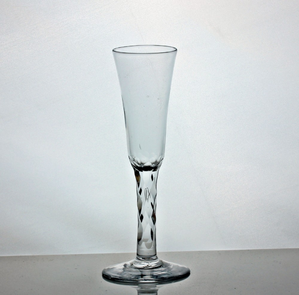 Georgian facet cut stem ale glass