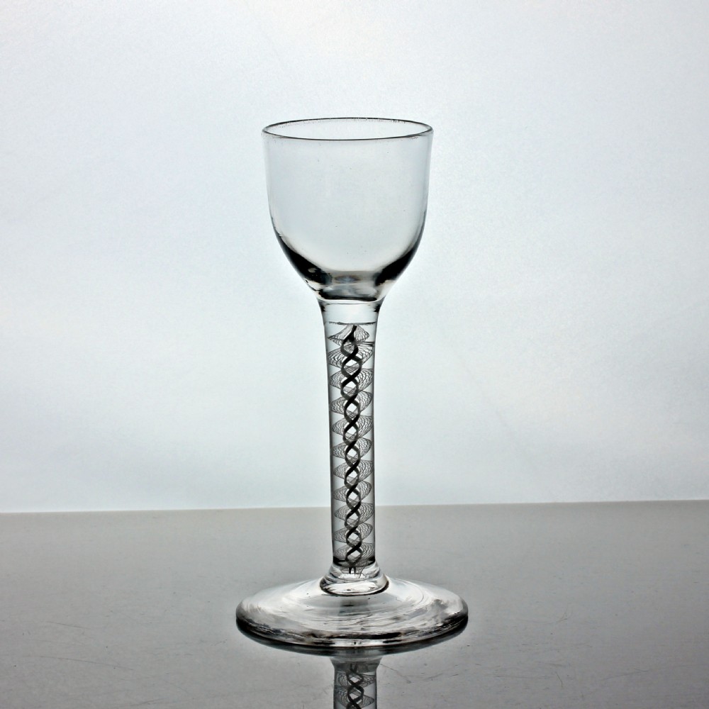 Georgian double series opaque twist wine glass, ovoid bowl