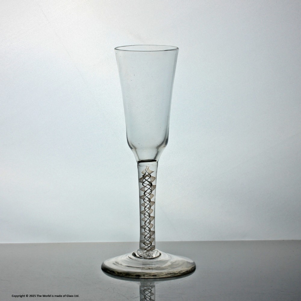 Georgian double series opaque twist ale glass, extended ogee bowl