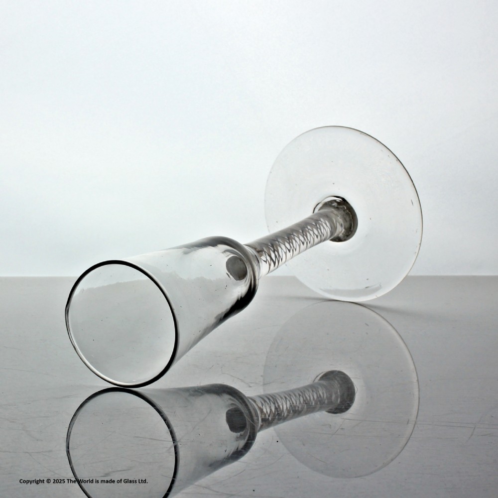 Georgian double series opaque twist ale glass, extended ogee bowl View II