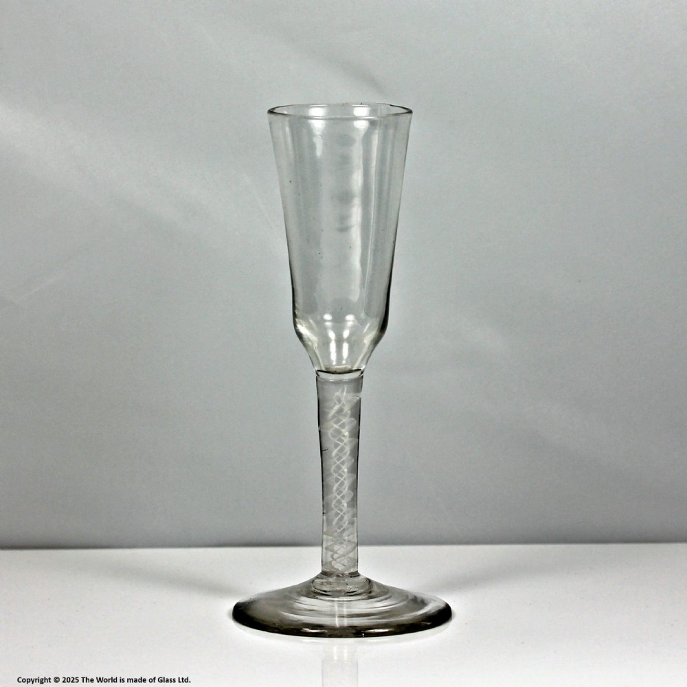 Georgian double series opaque twist ale glass, extended ogee bowl View V