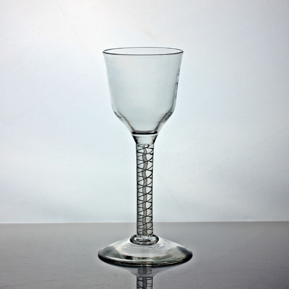 Georgian tall double series opaque twist wine glass, ogee bowl