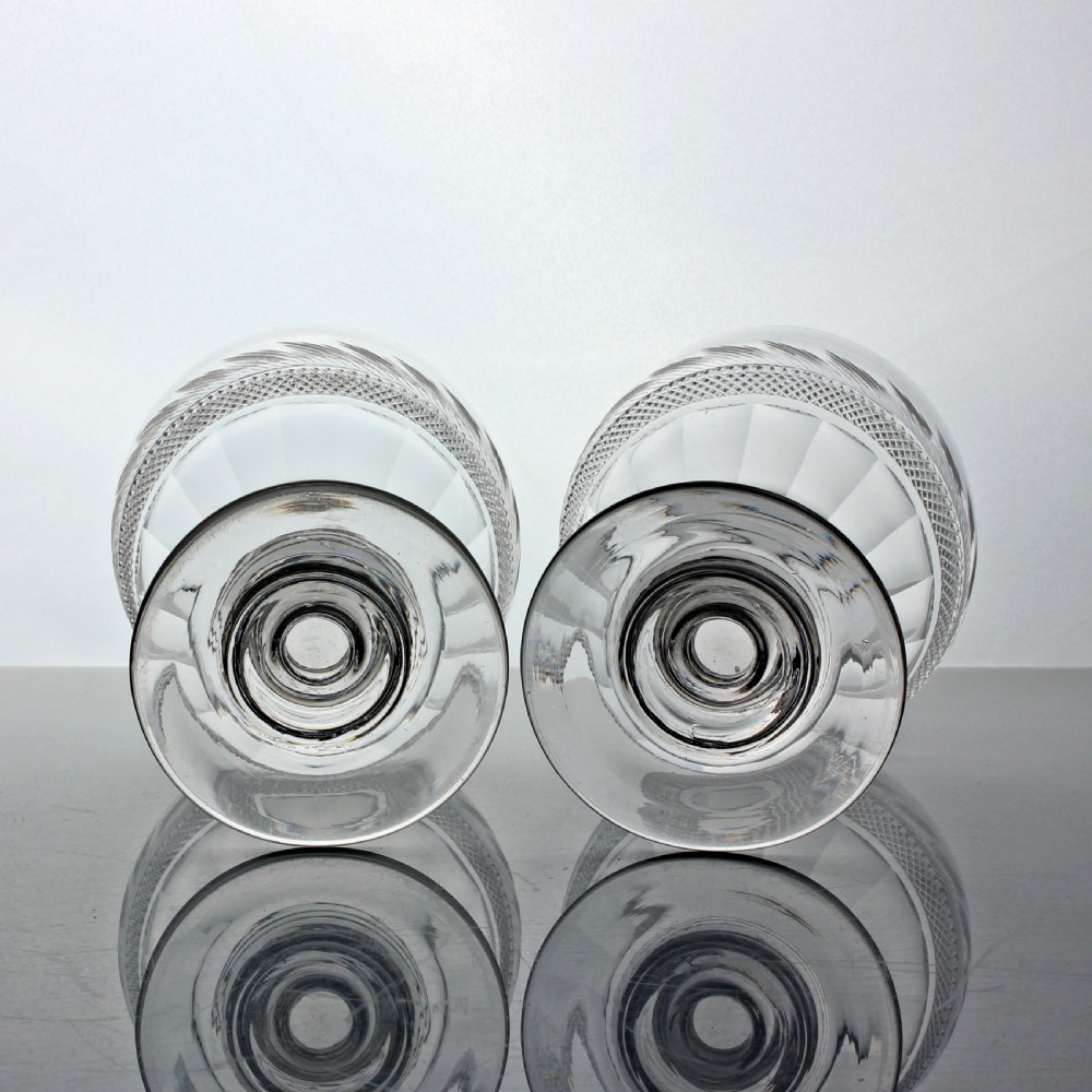 Late Georgian/William IV pair of cut glass barrel bowl rummers View III