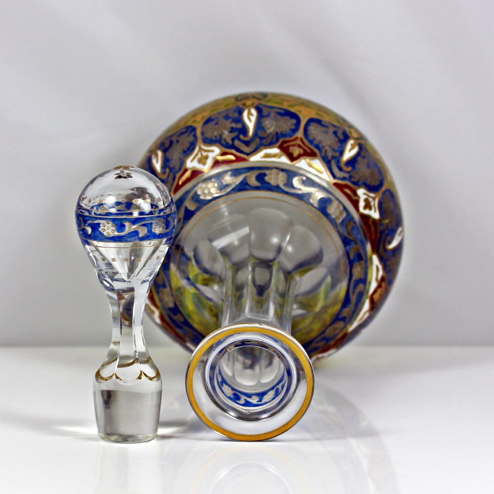 Jugendstil enamelled Jodhpur decanter by Fritz Heckert View II