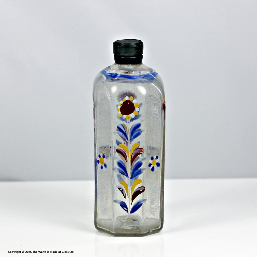 Georgian Continental polychrome enamelled schnapps flask View IV
