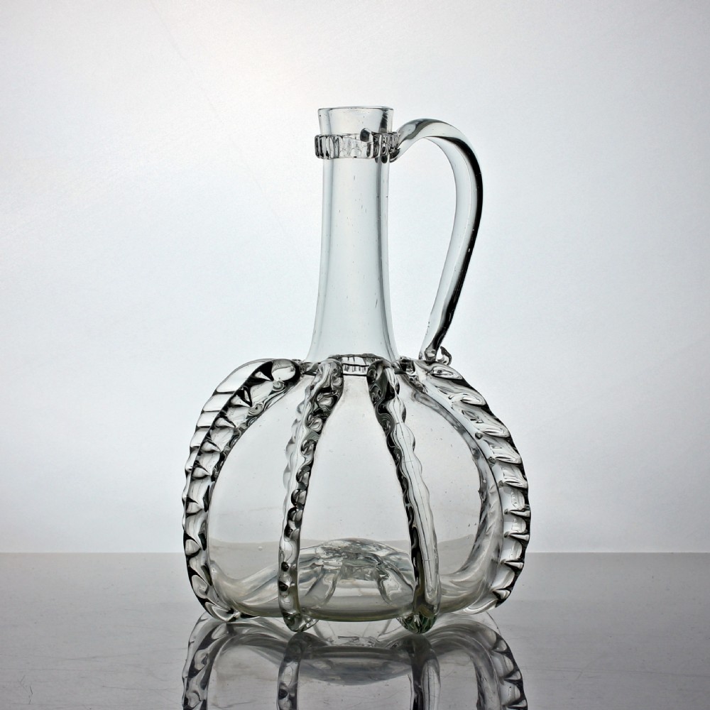 Victorian Dutch rigaree decorated flagon decanter