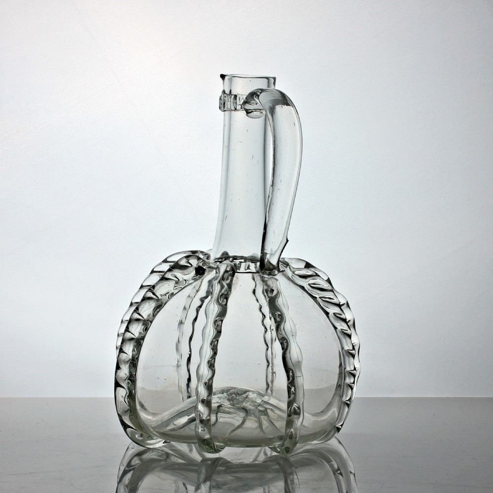 Victorian Dutch rigaree decorated flagon decanter View II