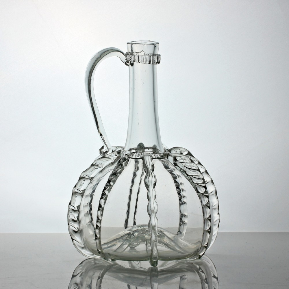 Victorian Dutch rigaree decorated flagon decanter View III