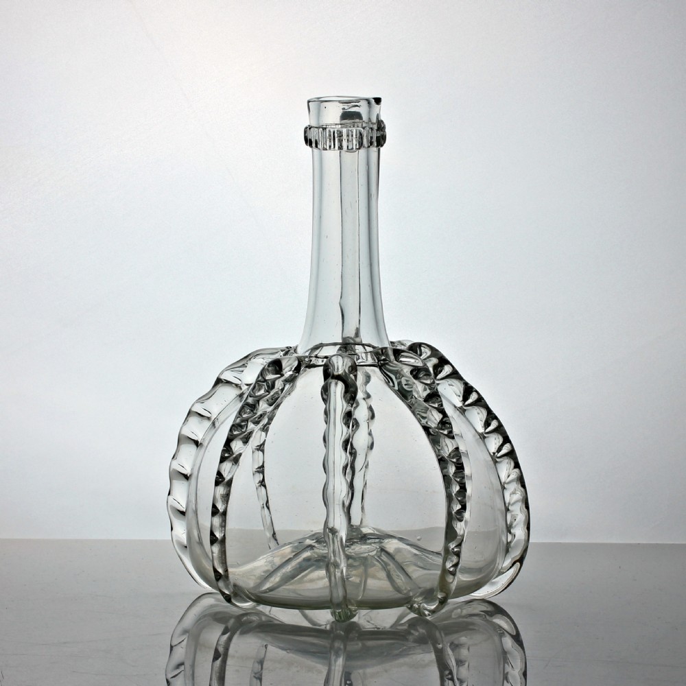 Victorian Dutch rigaree decorated flagon decanter View IV