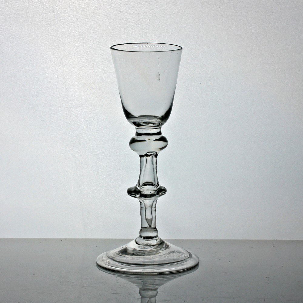 Georgian balustroid wine glass, double knop