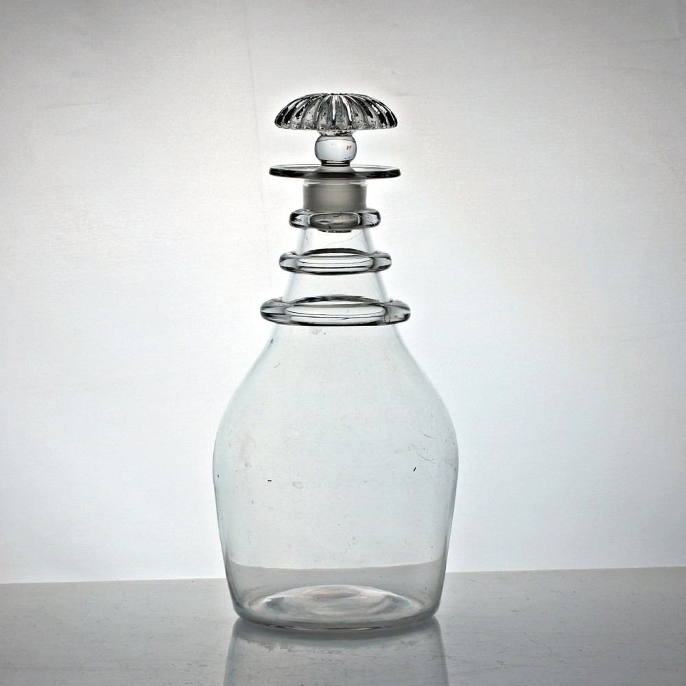 Georgian plain Prussian style three ring decanter View II
