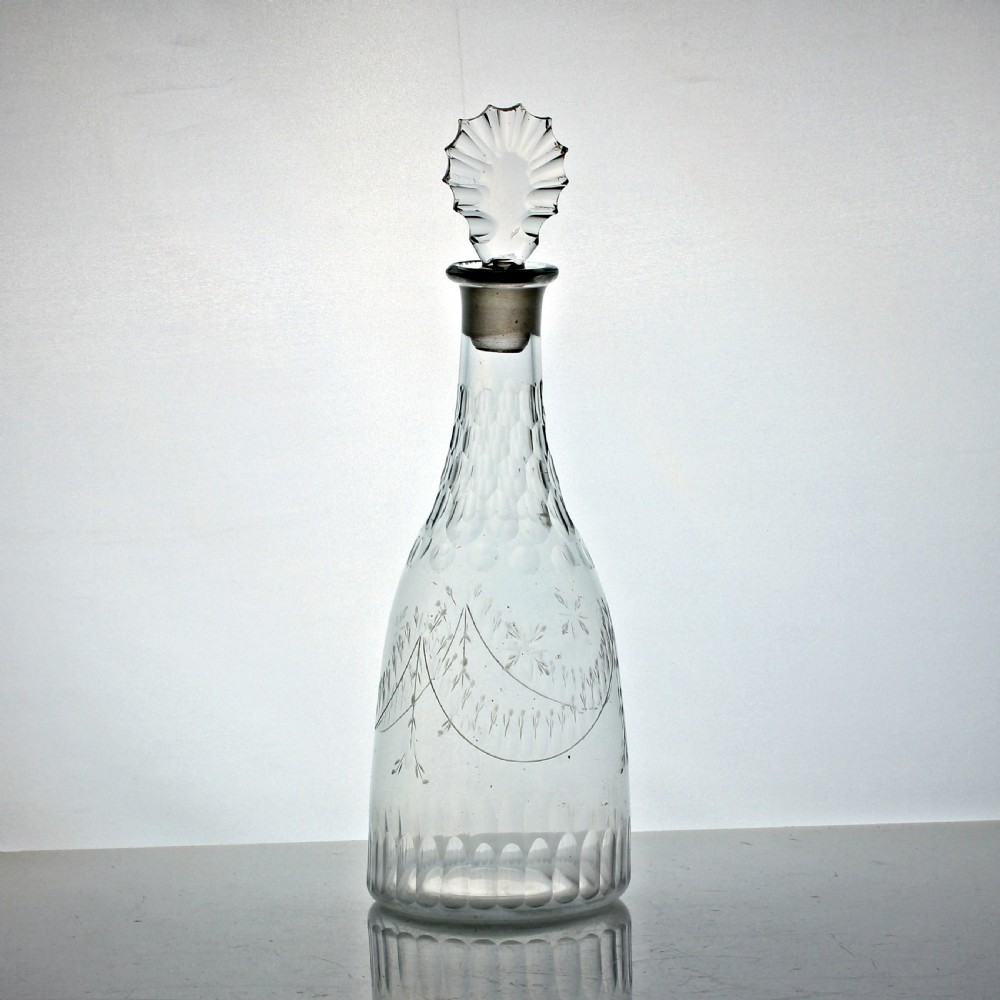 Georgian small swag and tail engraved taper spirit decanter