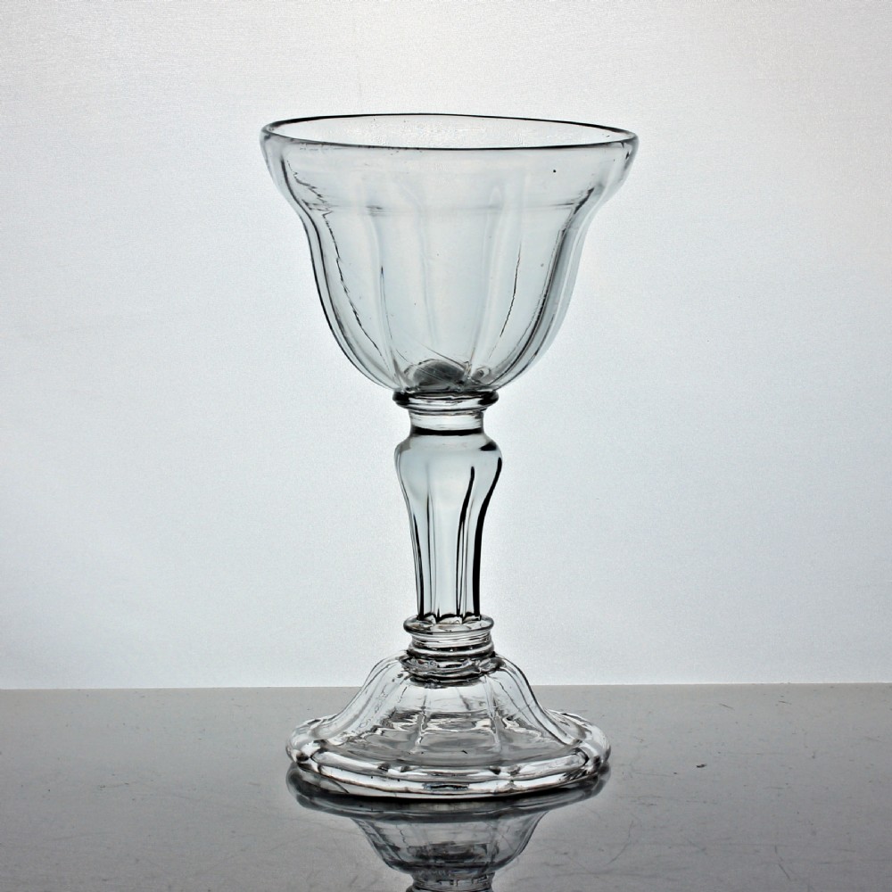 Georgian rib-moulded ogee bowl pedestal stem sweetmeat glass