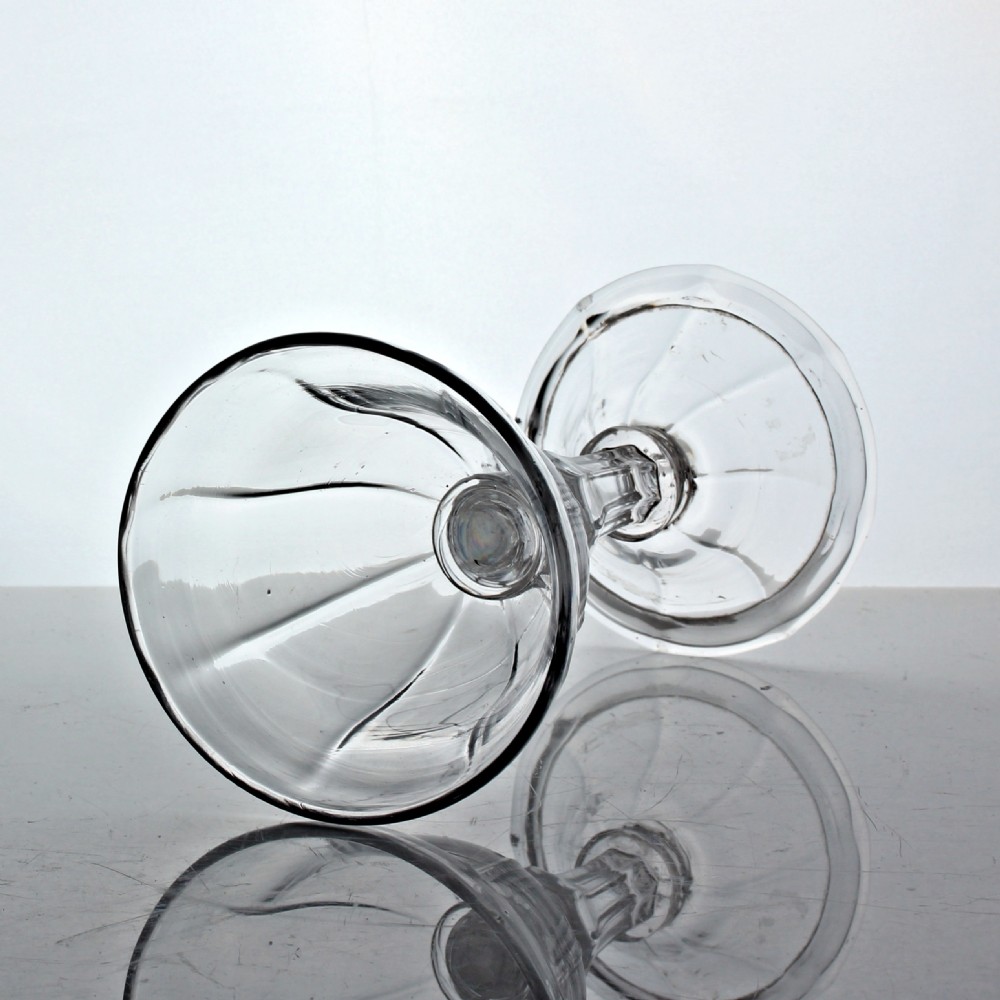 Georgian rib-moulded ogee bowl pedestal stem sweetmeat glass View II