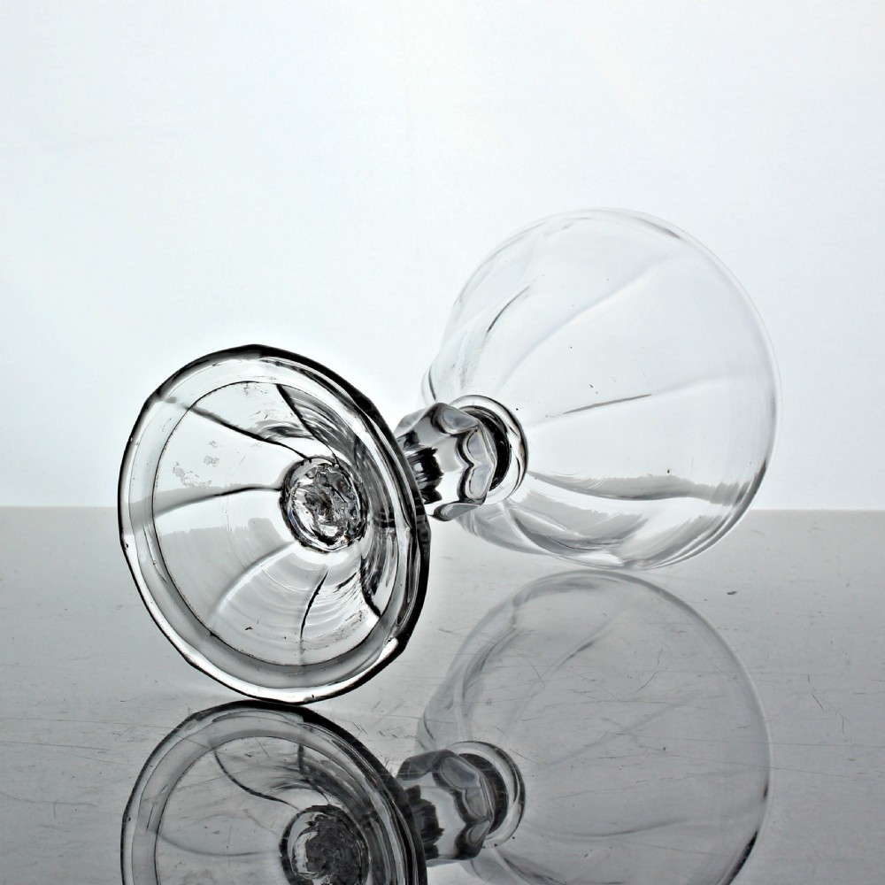 Georgian rib-moulded ogee bowl pedestal stem sweetmeat glass View III