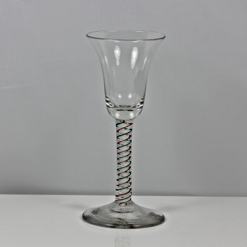 Georgian red and green colour twist wine glass