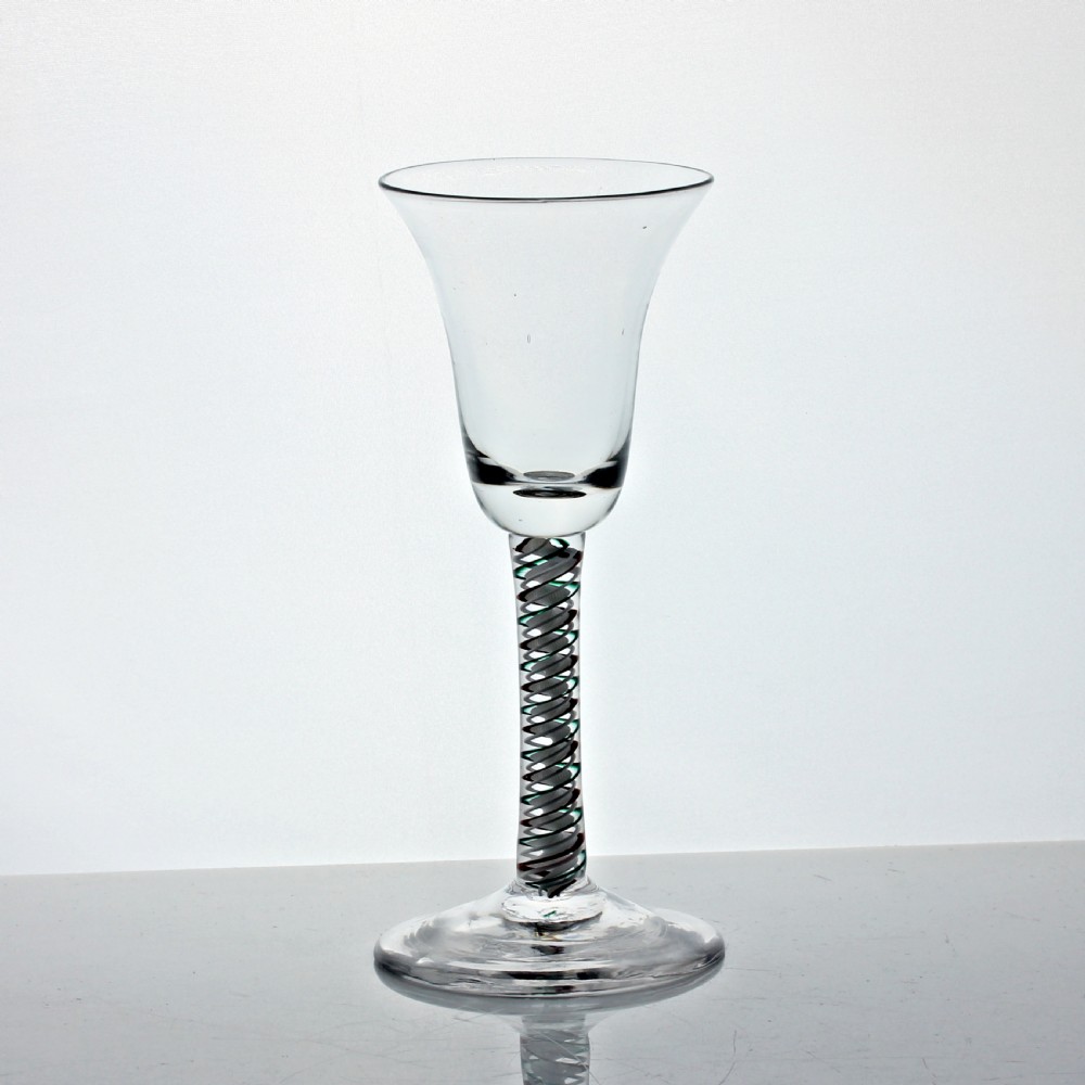 Georgian red and green colour twist wine glass View II