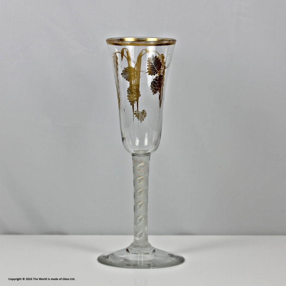 Georgian James Giles gilded double series opaque twist ale glass