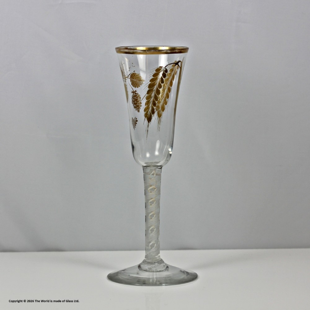 Georgian James Giles gilded double series opaque twist ale glass View II